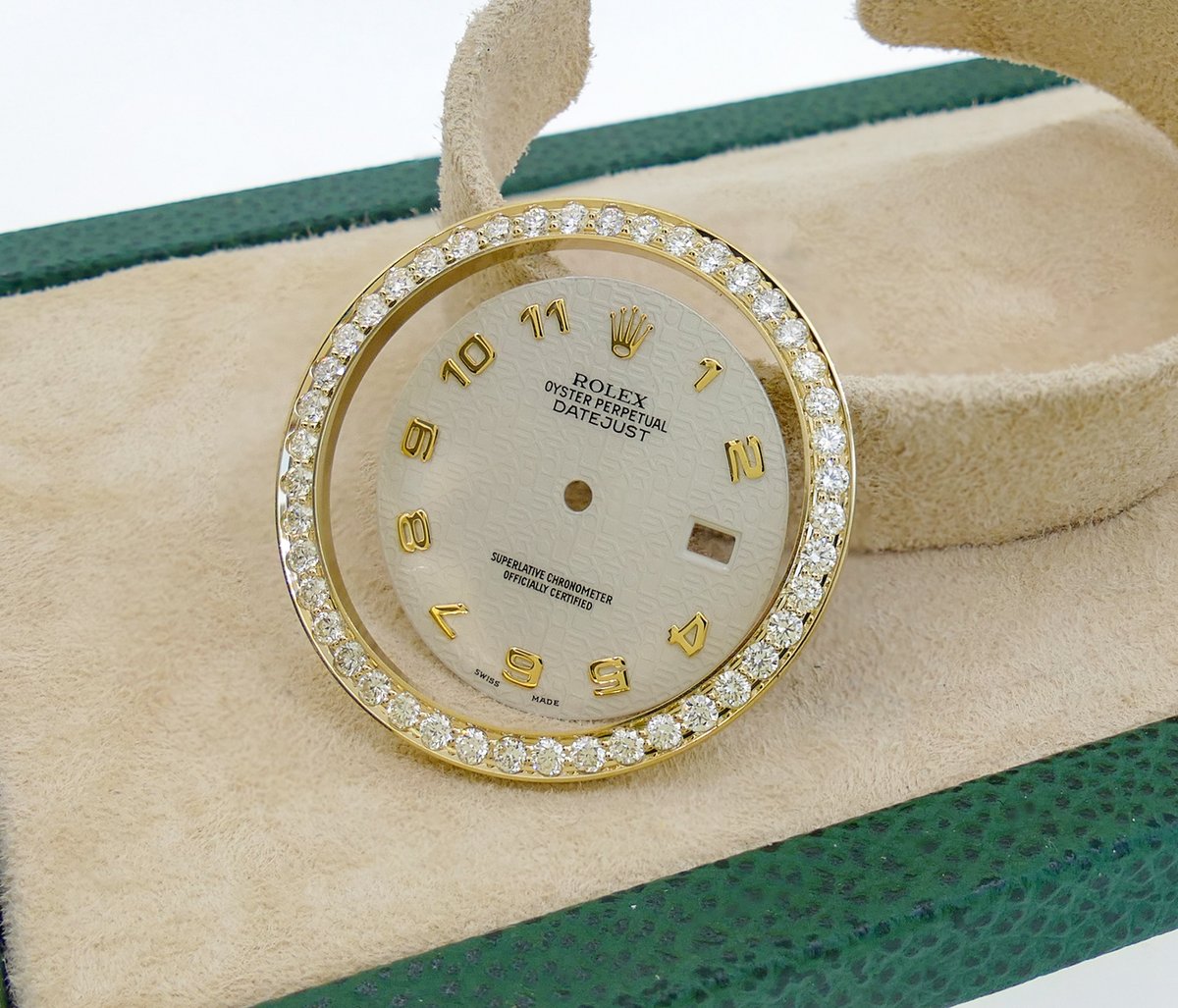 14K Yellow Gold 36mm 1.80ct Diamond Bezel with Factory Dial